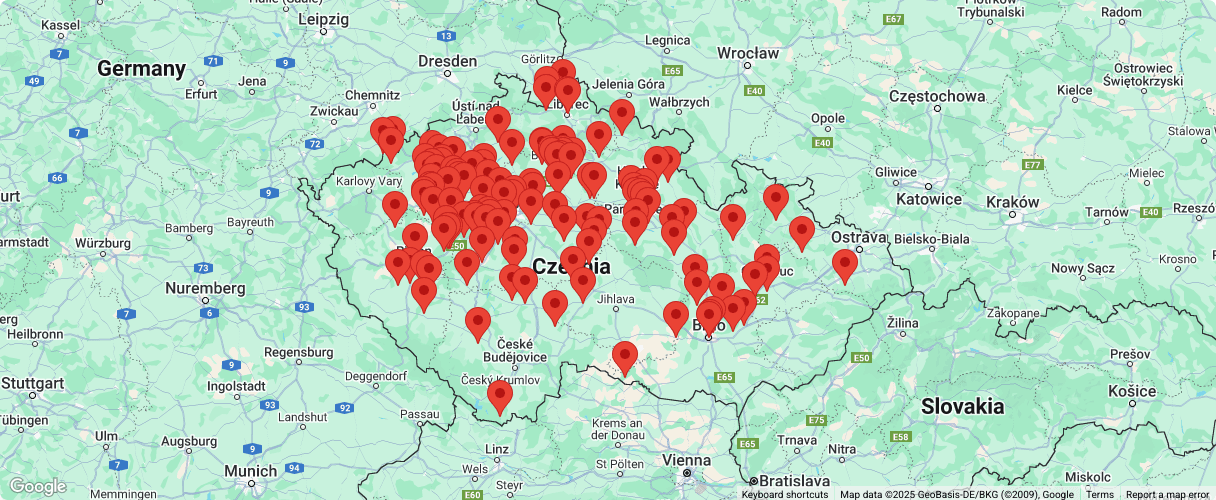 Mapa klientů po České republice